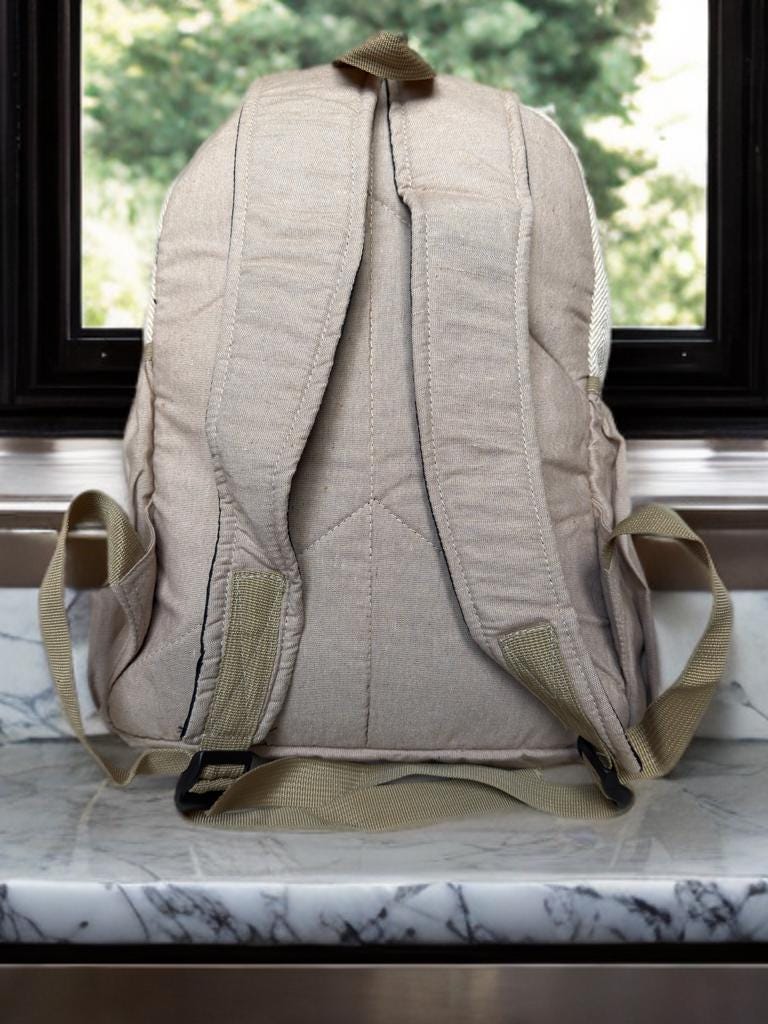 Hemp Backpack, Eco Friendly Handmade Rucksack, Sustainable Travel Bag, Unisex Everyday Pack