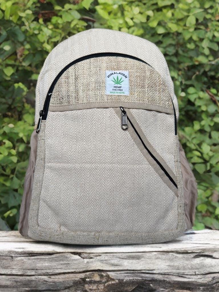 Hemp Backpack, Eco Friendly Handmade Rucksack, Sustainable Travel Bag, Unisex Everyday Pack