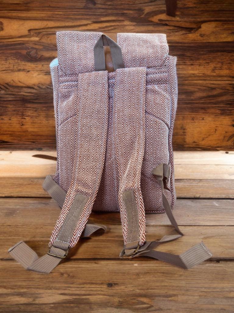 Hemp Backpack, Eco Friendly Handmade Rucksack, Sustainable Travel Bag, Unisex Everyday Pack