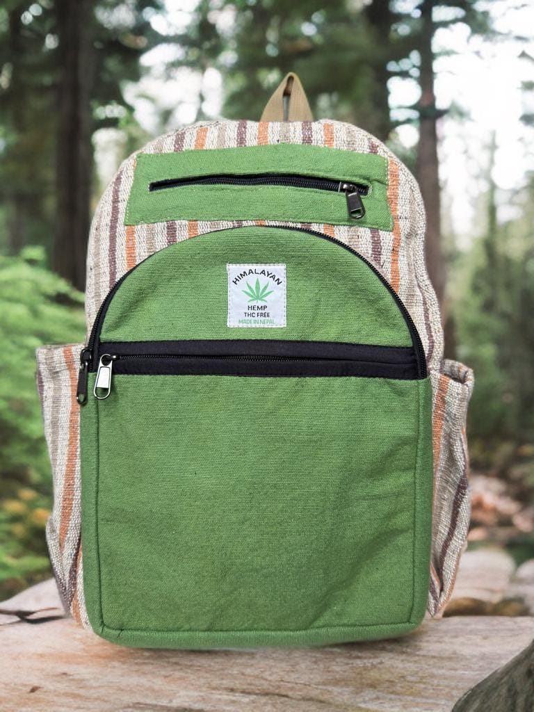 Hemp Backpack, Eco Friendly Handmade Rucksack, Sustainable Travel Bag, Unisex Everyday Pack