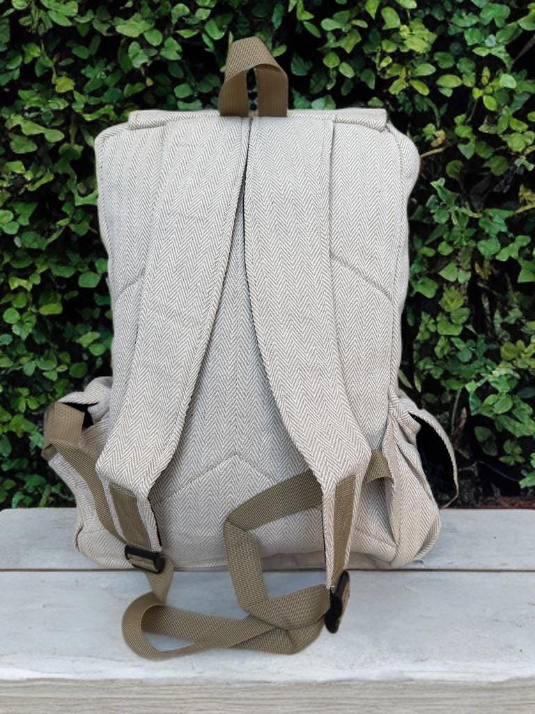 Hemp Backpack, Eco Friendly Handmade Rucksack, Sustainable Travel Bag, Unisex Everyday Pack