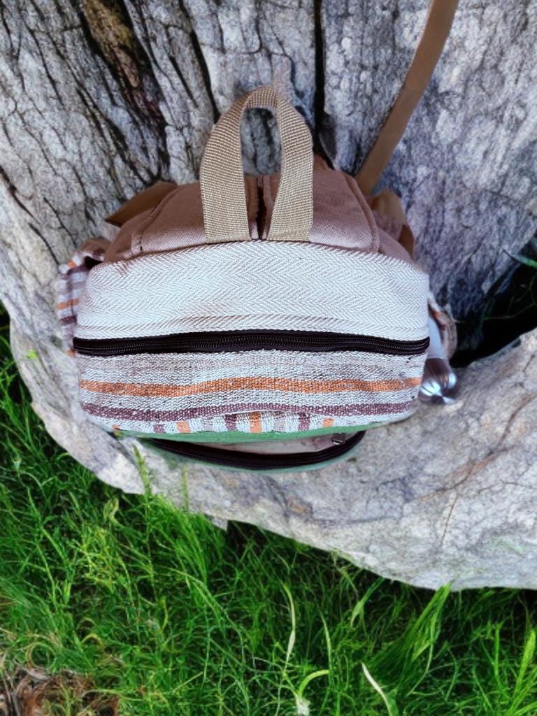 Hemp Backpack, Eco Friendly Handmade Rucksack, Sustainable Travel Bag, Unisex Everyday Pack