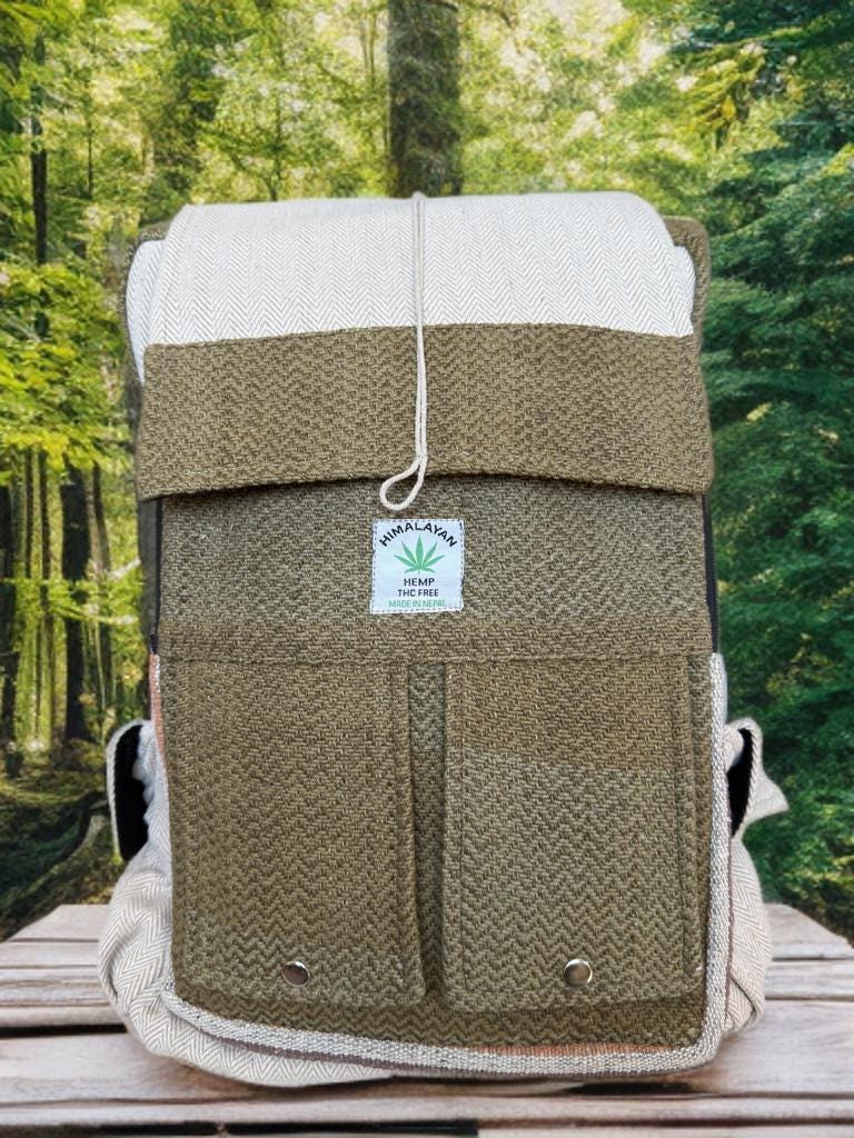 Hemp Backpack, Eco Friendly Handmade Rucksack, Sustainable Travel Bag, Unisex Everyday Pack