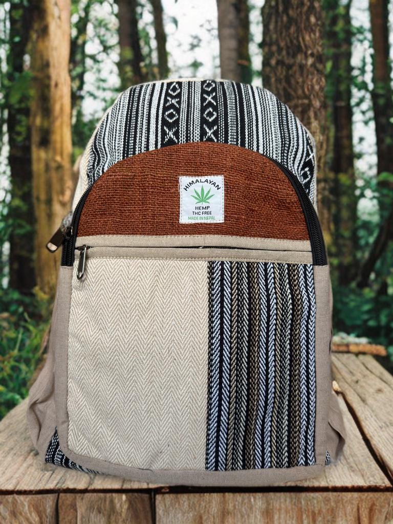 Hemp Backpack, Eco Friendly Handmade Rucksack, Sustainable Travel Bag, Unisex Everyday Pack