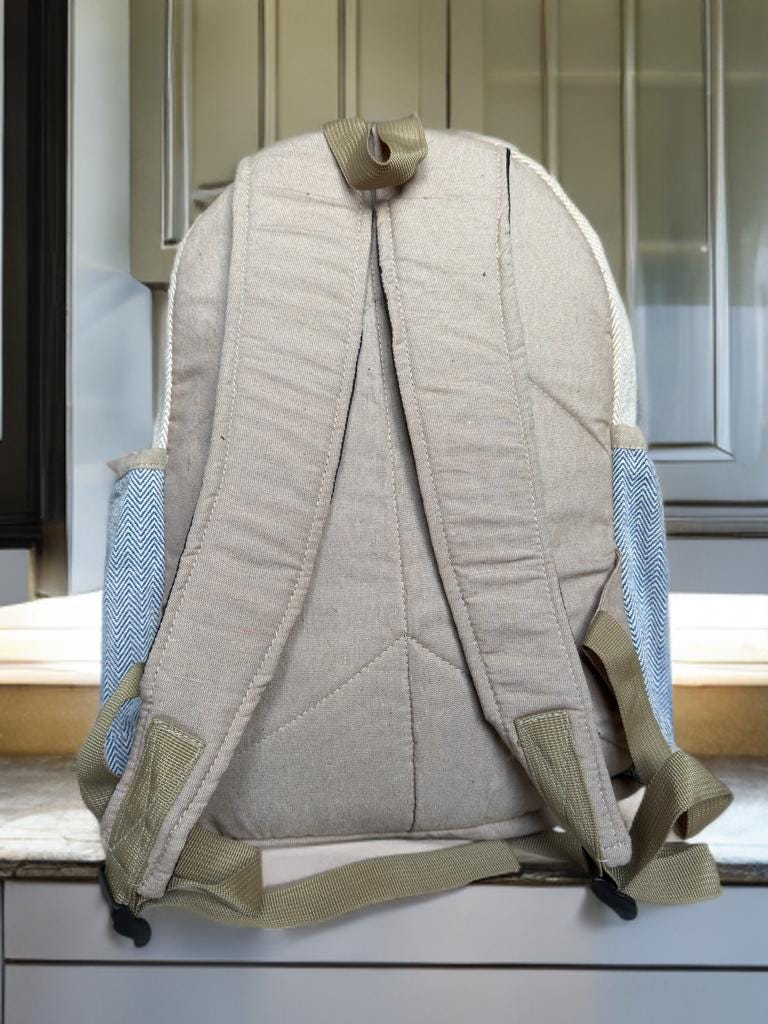 Hemp Backpack, Eco Friendly Handmade Rucksack, Sustainable Travel Bag, Unisex Everyday Pack